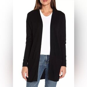 Women’s Black Long Sleeve Rib Cardigan